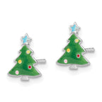 FJC Finejewelers 925 Sterling Silver Button  Enamel Kids Christmas Tree Post Earrings 10 x 8 mm