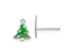 FJC Finejewelers 925 Sterling Silver Button  Enamel Kids Christmas Tree Post Earrings 10 x 8 mm