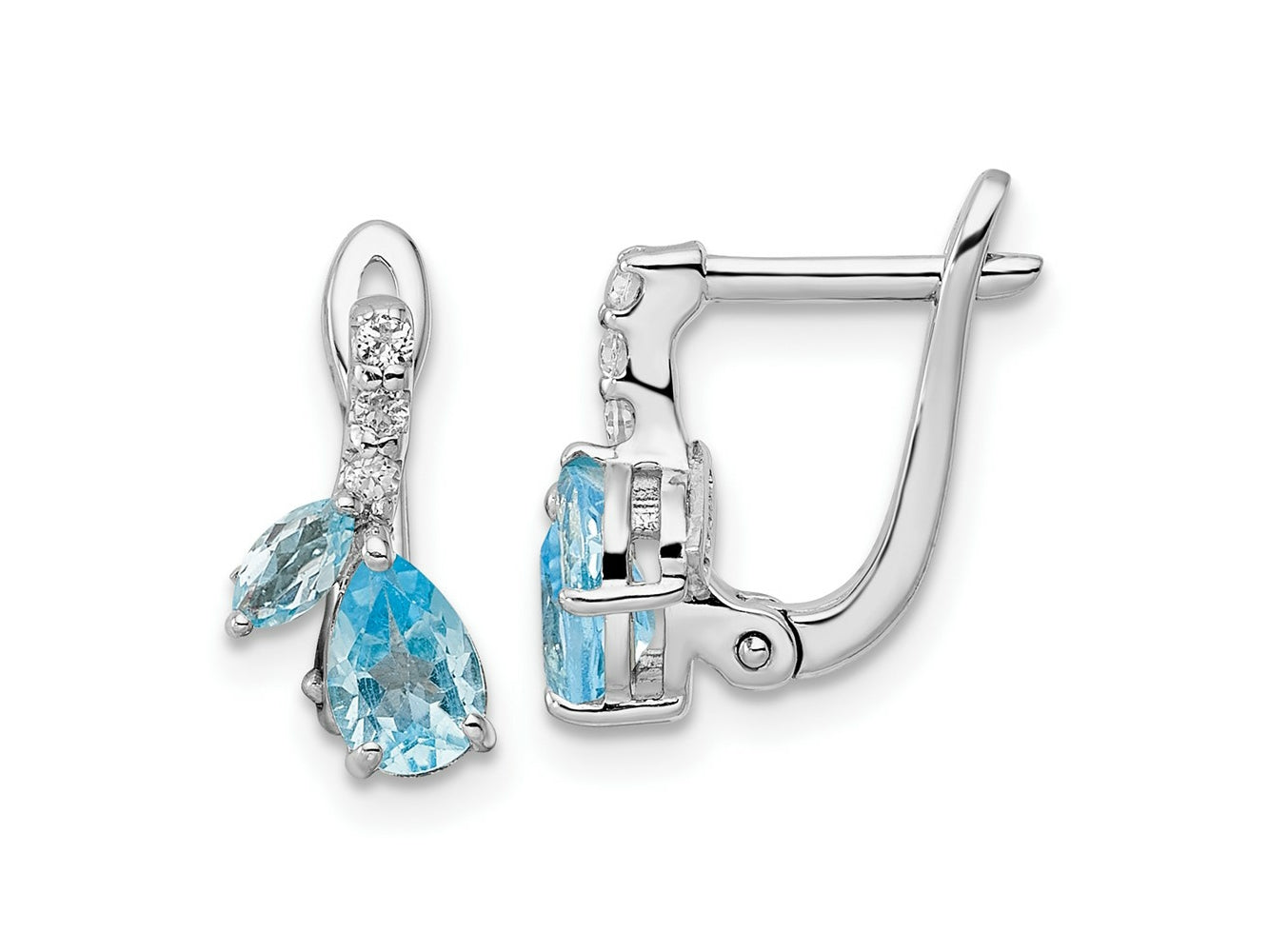 FJC Finejewelers 925 Sterling Silver Dangle Swiss Blue and White Topaz Hinged Earrings 10 mm