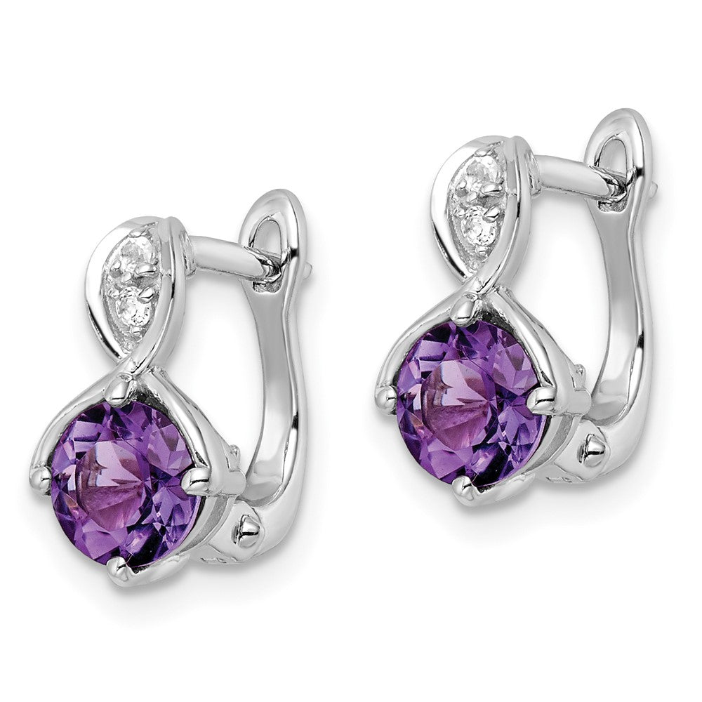 FJC Finejewelers 925 Sterling Silver Dangle Amethyst and White Topaz Hinged Earrings 13 mm