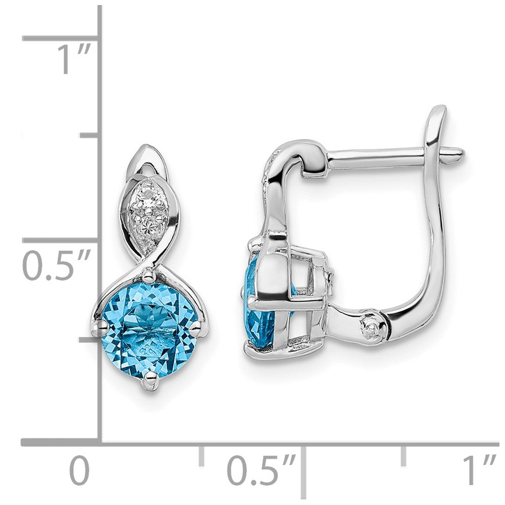 FJC Finejewelers 925 Sterling Silver Dangle Swiss Blue Topaz and White Topaz Hinged Earrings 12 mm