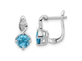 FJC Finejewelers 925 Sterling Silver Dangle Swiss Blue Topaz and White Topaz Hinged Earrings 12 mm