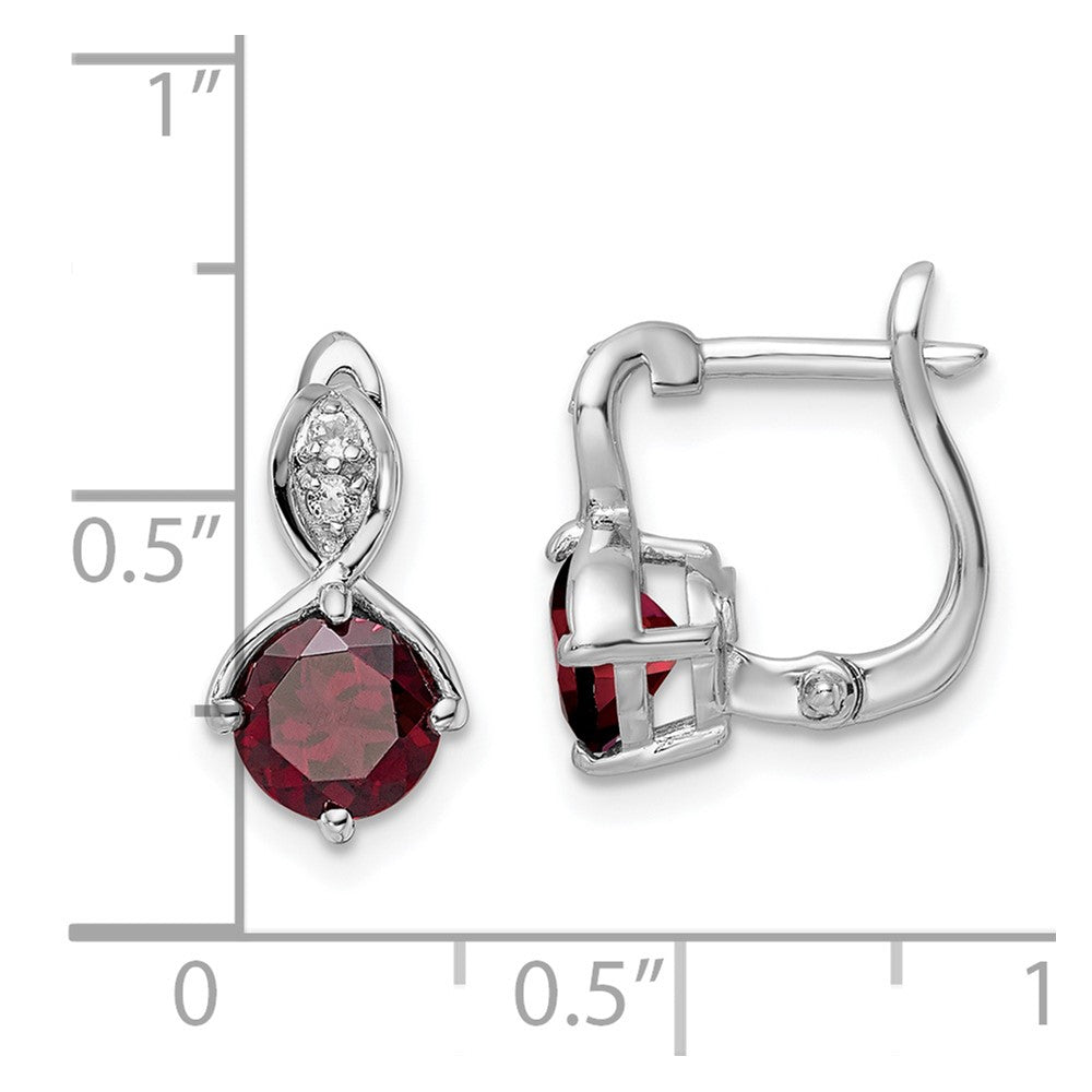 FJC Finejewelers 925 Sterling Silver Dangle Garnet and White Topaz Hinged Earrings 13 mm