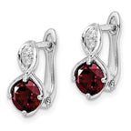 FJC Finejewelers 925 Sterling Silver Dangle Garnet and White Topaz Hinged Earrings 13 mm