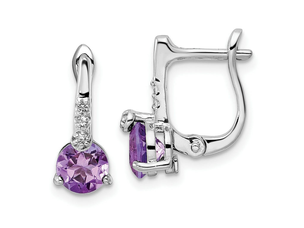 FJC Finejewelers 925 Sterling Silver Dangle Aethyst and WhiteTopaz Circle Hinged Earring 14 mm