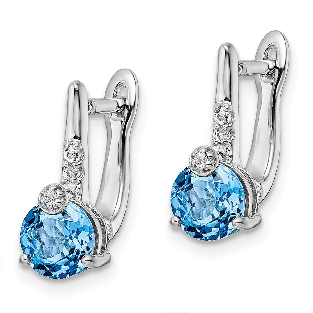 FJC Finejewelers 925 Sterling Silver Dangle Swiss Blue Topaz and White Topaz Circle Hinged Earrings 13 mm