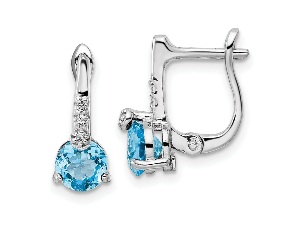 FJC Finejewelers 925 Sterling Silver Dangle Swiss Blue Topaz and White Topaz Circle Hinged Earrings 13 mm