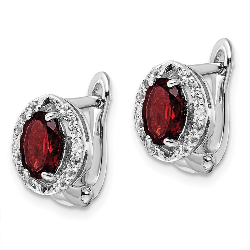 FJC Finejewelers 925 Sterling Silver Dangle Garnet and White Topaz Oval Hinged Earrings 10 mm