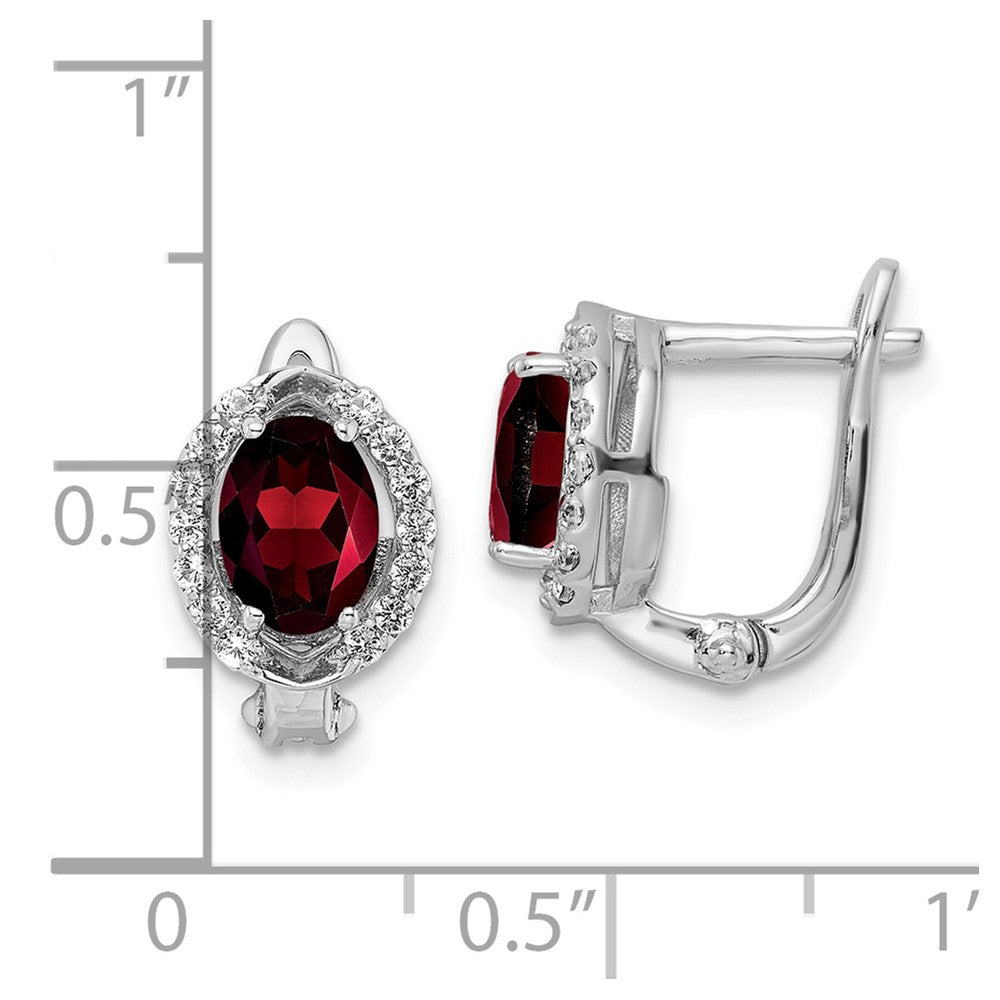 FJC Finejewelers 925 Sterling Silver Dangle Garnet and White Topaz Oval Hinged Earrings 10 mm