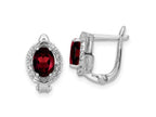FJC Finejewelers 925 Sterling Silver Dangle Garnet and White Topaz Oval Hinged Earrings 10 mm