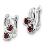 FJC Finejewelers 925 Sterling Silver Dangle Garnet and White Topaz Swirl Hinged Earring 13 mm