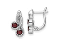 FJC Finejewelers 925 Sterling Silver Dangle Garnet and White Topaz Swirl Hinged Earring 13 mm