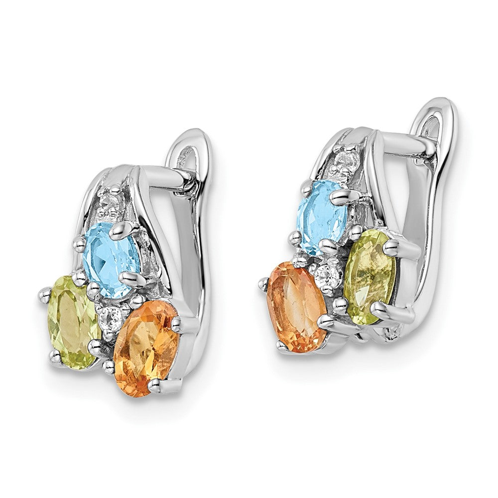 FJC Finejewelers 925 Sterling Silver Dangle Peridot Citrine Blue and White Topaz Hinged Earrings 12 mm