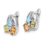FJC Finejewelers 925 Sterling Silver Dangle Peridot Citrine Blue and White Topaz Hinged Earrings 12 mm