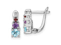 FJC Finejewelers 925 Sterling Silver Blue Topaz Amethyst Garnet and White Topaz Hinged Earrings 12 mm