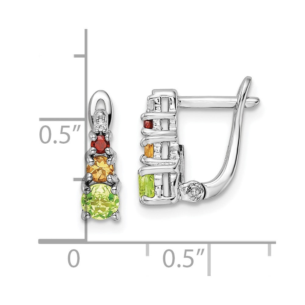 FJC Finejewelers 925 Sterling Silver Peridot Citrine Garnet White Topaz Hinged Earrings 12 mm