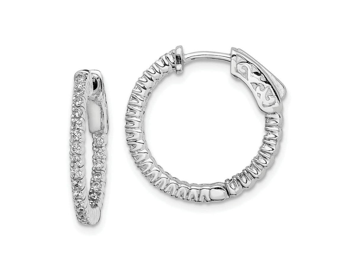 FJC Finejewelers 925 Sterling Silver Rhodium Plated CZ In and Out Round Hinged Hoop Earrings 19 x 19 mm