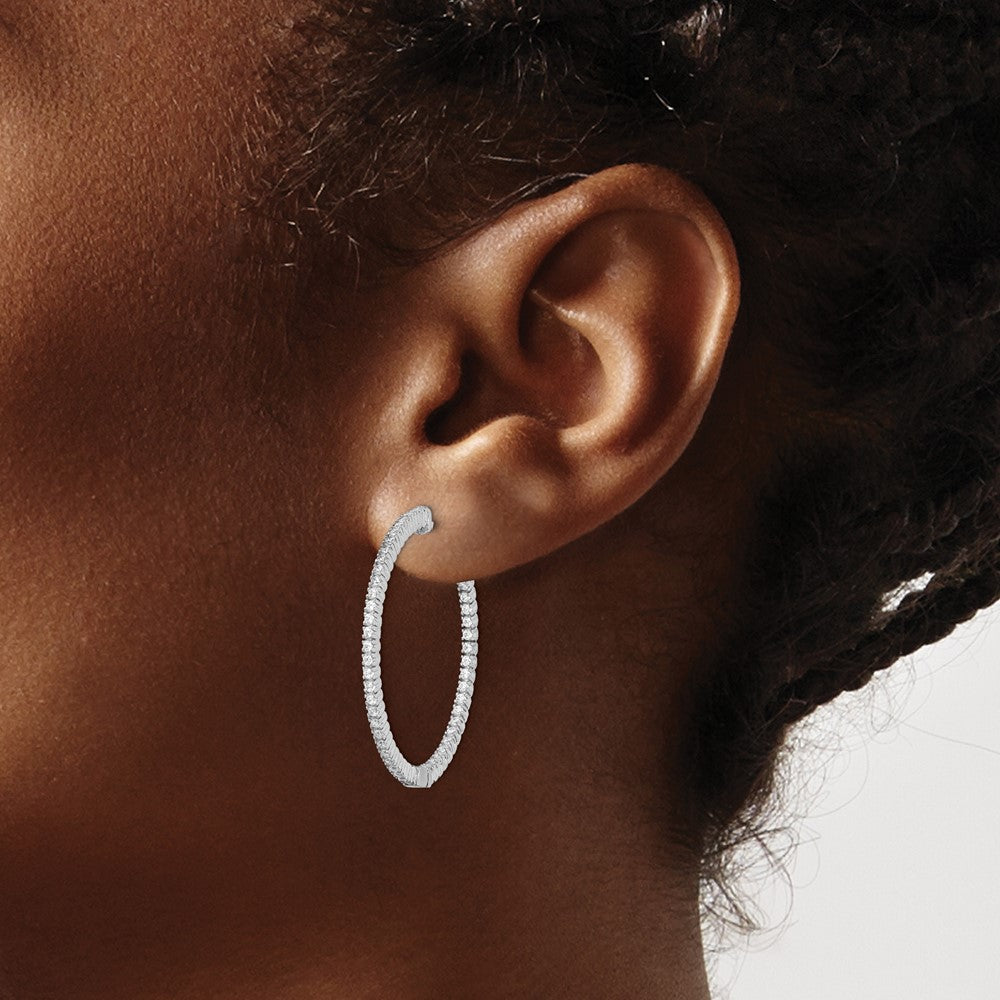 FJC Finejewelers 925 Sterling Silver Rhodium Plated CZ In and Out Round Hoop Earrings 33 x 34 mm