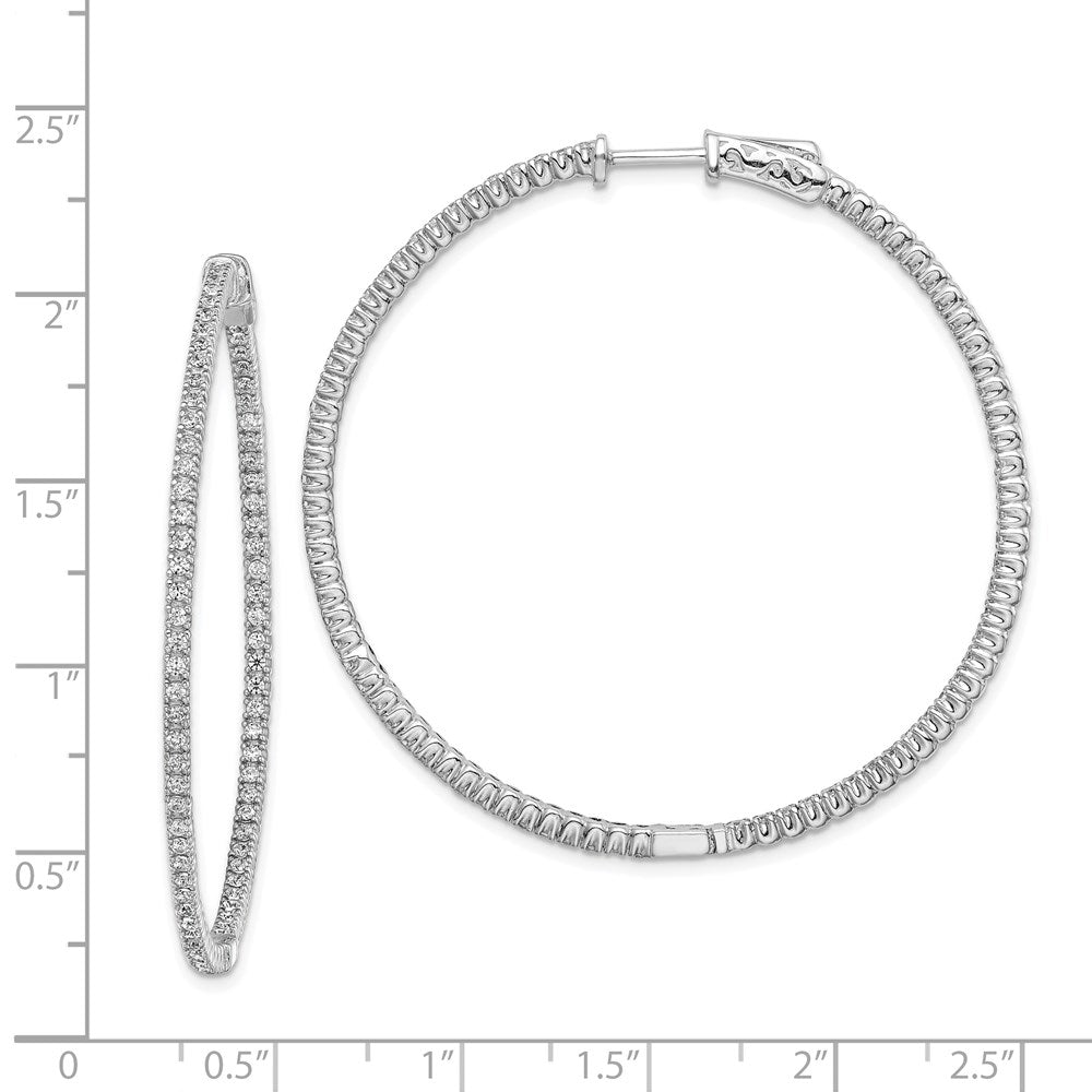 FJC Finejewelers 925 Sterling Silver Rhodium Plated CZ In and Out Round Hinged Hoop Earrings 48 x 49 mm