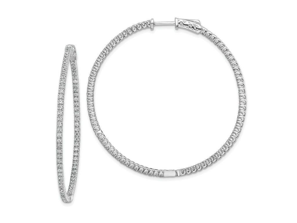 FJC Finejewelers 925 Sterling Silver Rhodium Plated CZ In and Out Round Hinged Hoop Earrings 48 x 49 mm