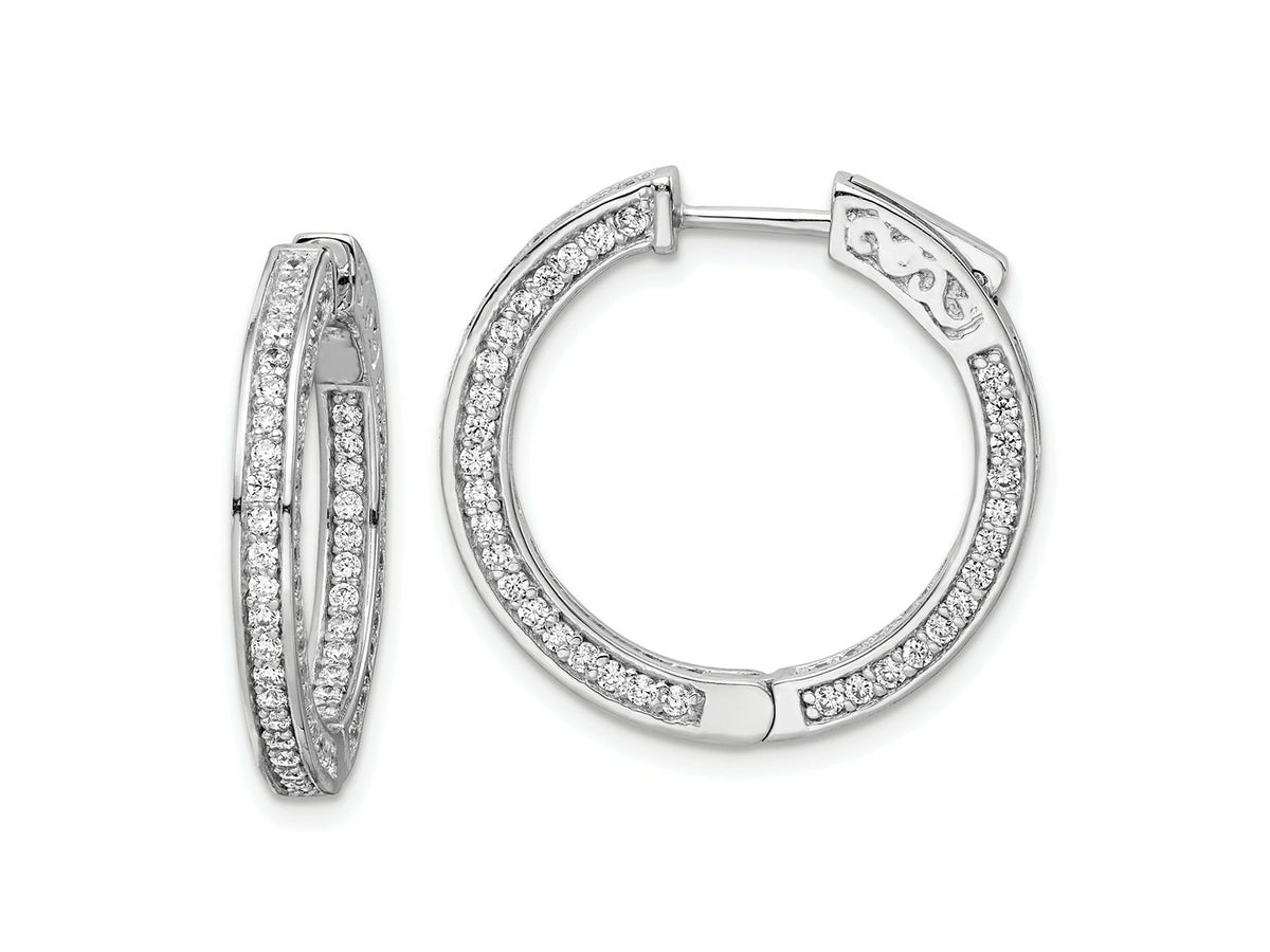FJC Finejewelers 925 Sterling Silver Rhodium Plated CZ In and Out Round Hoop Earrings 22 x 24 mm