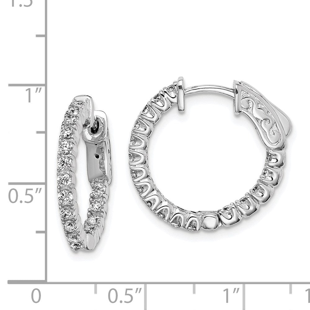 FJC Finejewelers 925 Sterling Silver Rhodium Plated CZ In and Out Round Hinged Hoop Earrings 19 x 20 mm