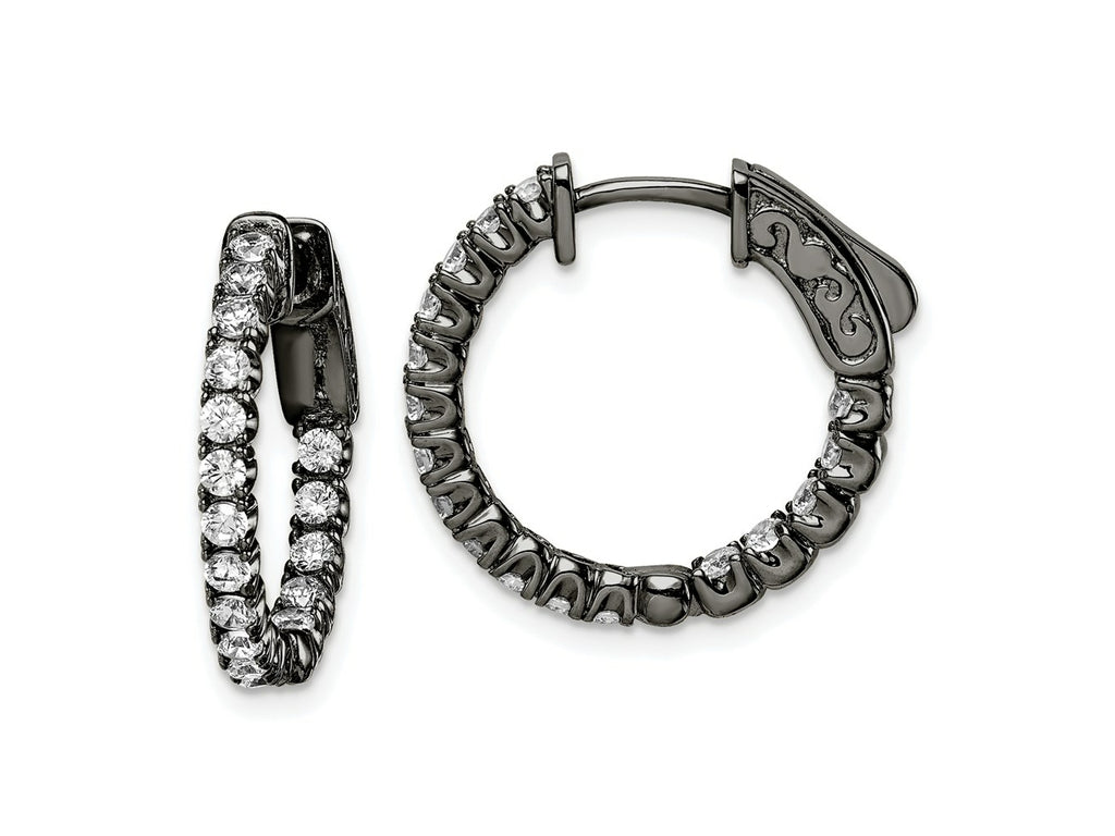 FJC Finejewelers 925 Sterling Silver Black Rhodium Plated CZ In and Out Hoop Earrings 19 x 20 mm