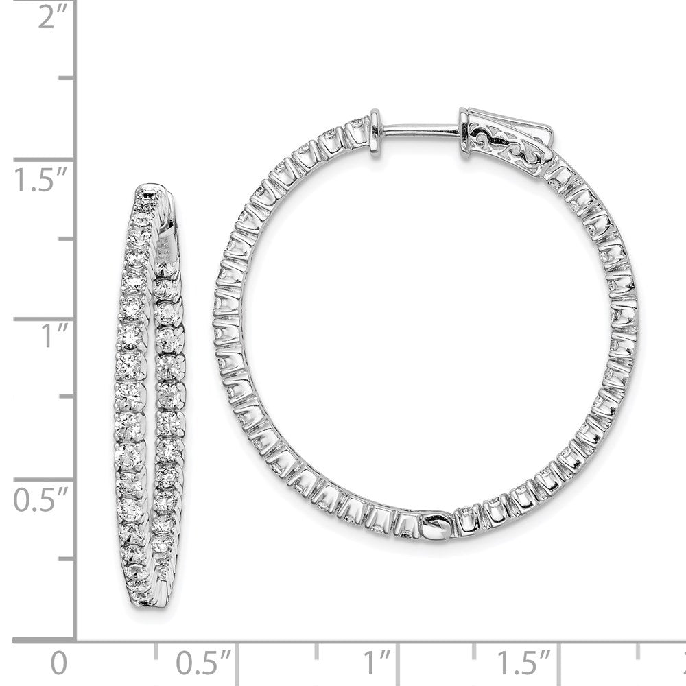 FJC Finejewelers 925 Sterling Silver Rhodium Plated CZ In and Out Round Hinged Hoop Earrings 34 x 33 mm