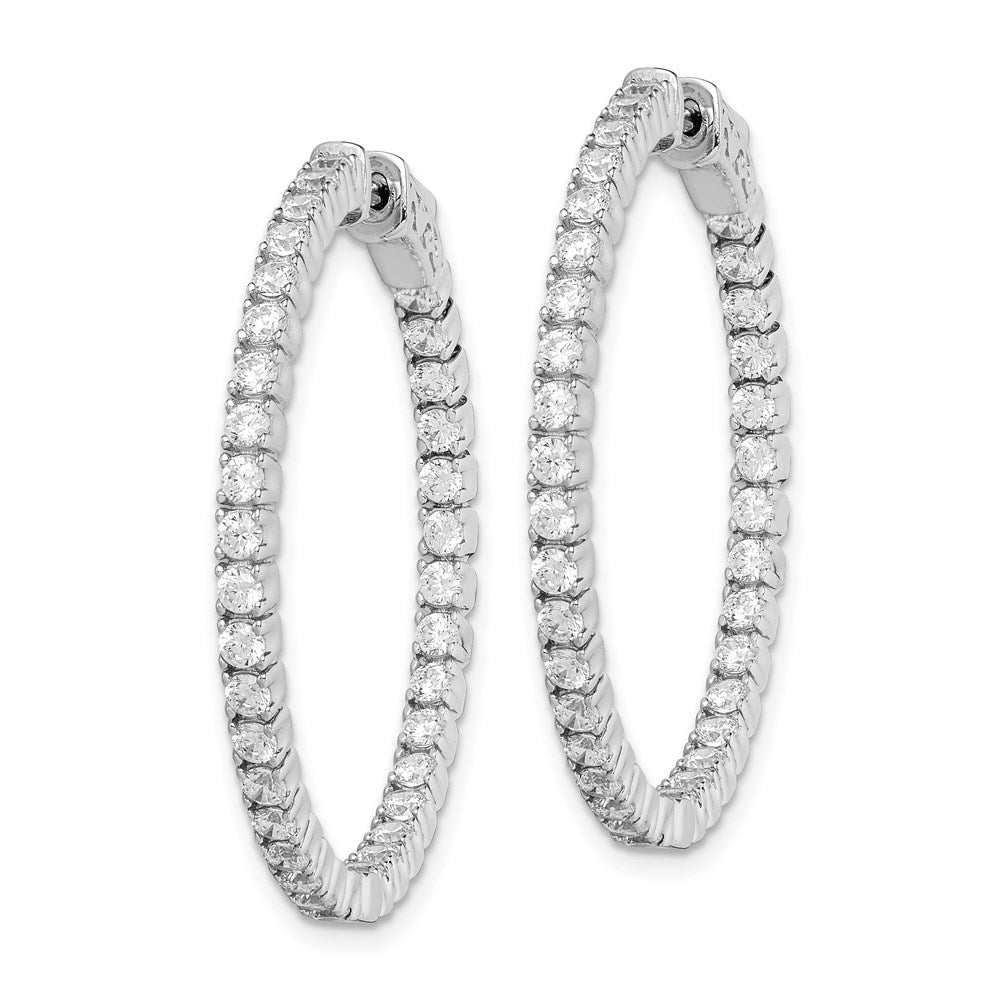 FJC Finejewelers 925 Sterling Silver Rhodium Plated CZ In and Out Round Hinged Hoop Earrings 34 x 33 mm