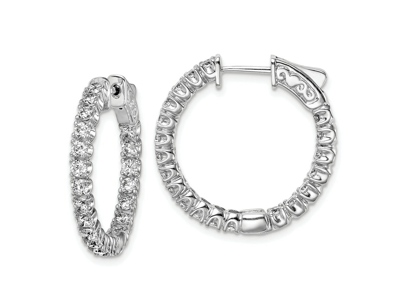 FJC Finejewelers 925 Sterling Silver Rhodium Plated CZ In and Out Round Hoop Earrings 24 x 25 mm
