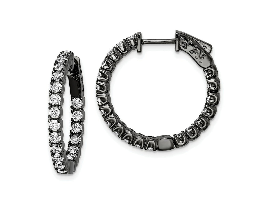 FJC Finejewelers 925 Sterling Silver Black Rhodium Plated CZ In and Out Hoop Earrings 23 x 25 mm