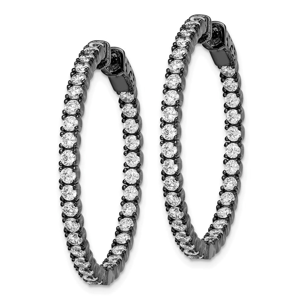 FJC Finejewelers 925 Sterling Silver Black Rhodium Plated CZ In and Out Round Hoop Earrings 34 x 34 mm
