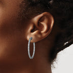 FJC Finejewelers 925 Sterling Silver Black Rhodium Plated CZ In and Out Round Hoop Earrings 34 x 34 mm