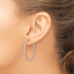 FJC Finejewelers 925 Sterling Silver Rose-tone CZ In and Out Round Hoop Earrings 34 x 34 mm
