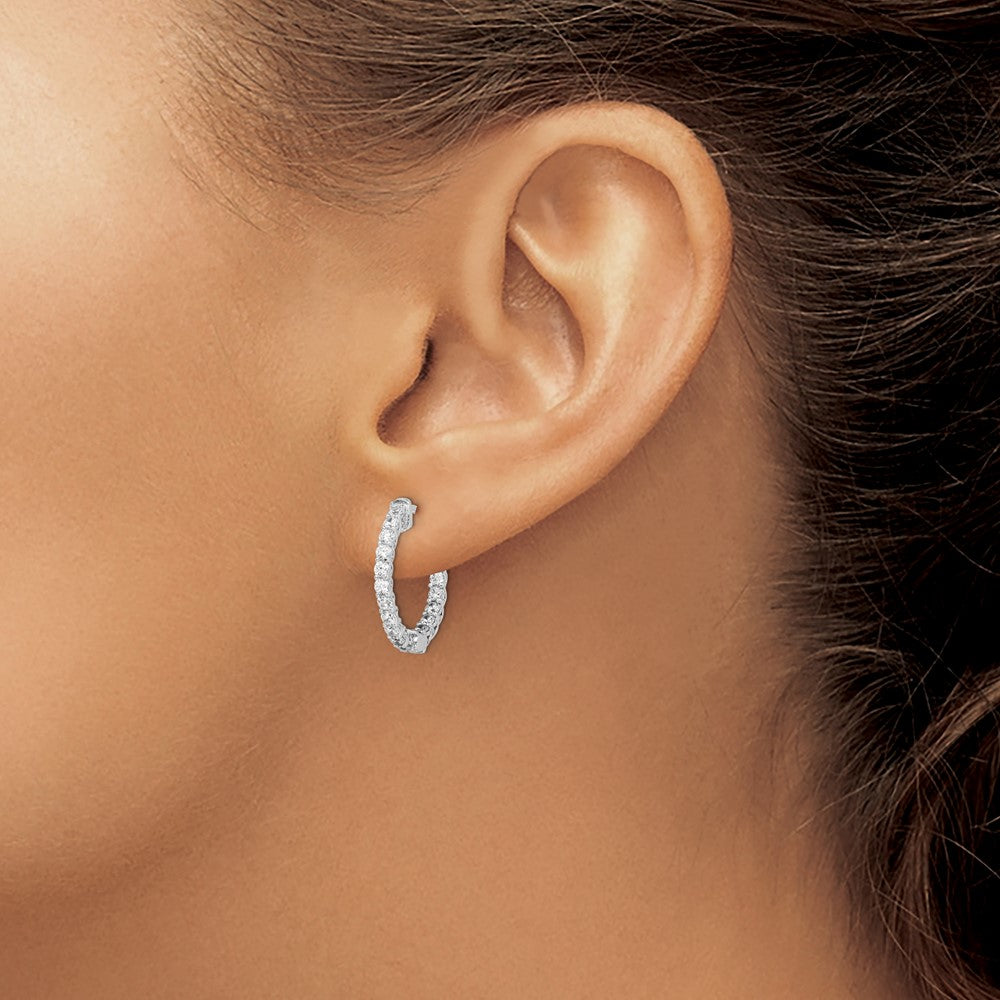 FJC Finejewelers 925 Sterling Silver Rhodium Plated CZ In and Out Round Hoop Earrings 17 x 18 mm