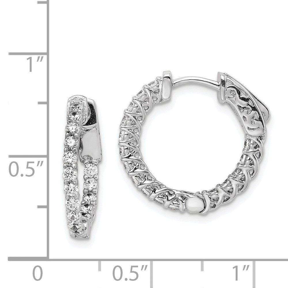 FJC Finejewelers 925 Sterling Silver Rhodium Plated CZ In and Out Round Hoop Earrings 17 x 18 mm