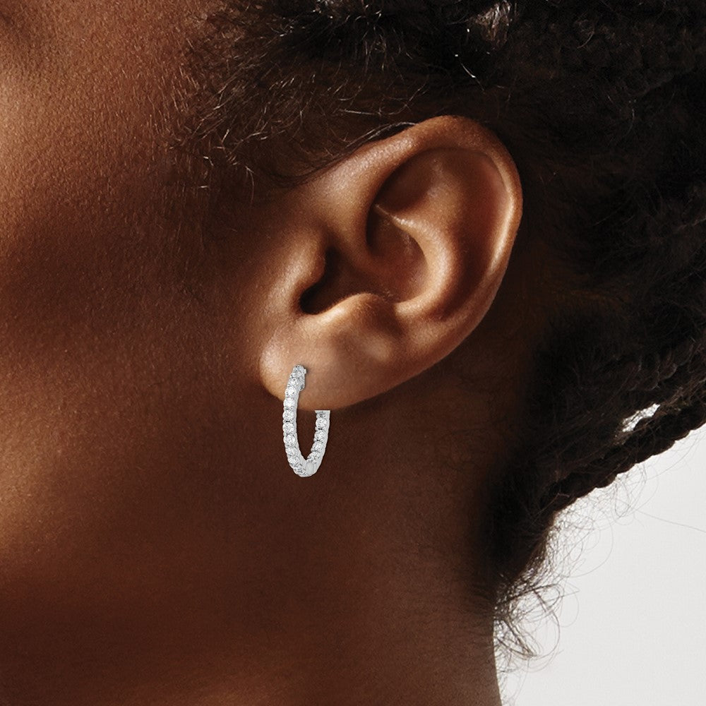 FJC Finejewelers 925 Sterling Silver Rhodium Plated CZ In and Out Round Hoop Earrings 20 x 19 mm