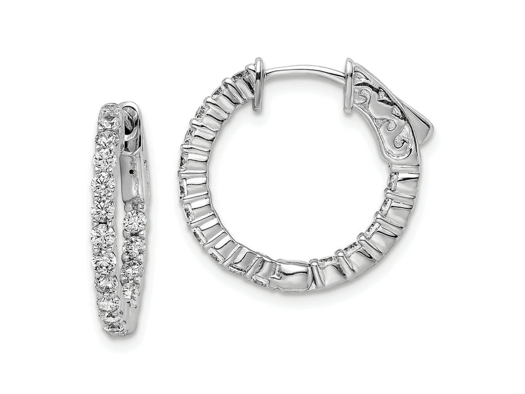 FJC Finejewelers 925 Sterling Silver Rhodium Plated CZ In and Out Round Hoop Earrings 20 x 19 mm