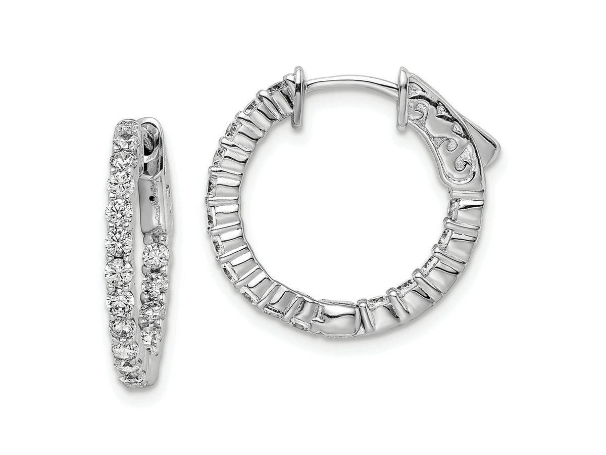 FJC Finejewelers 925 Sterling Silver Rhodium Plated CZ In and Out Round Hoop Earrings 20 x 19 mm