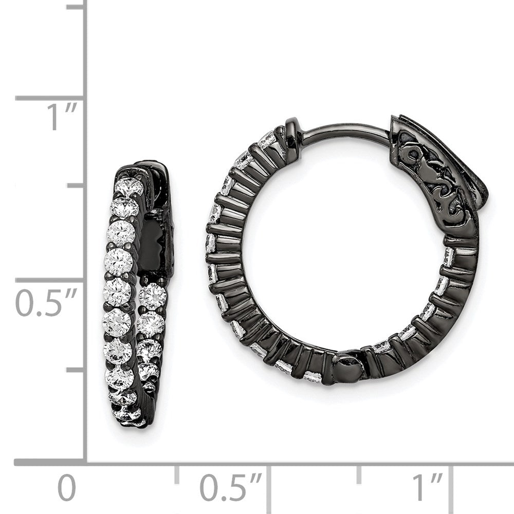 FJC Finejewelers 925 Sterling Silver Black Rhodium Plated CZ In and Out Hoop Earrings 18 x 19 mm