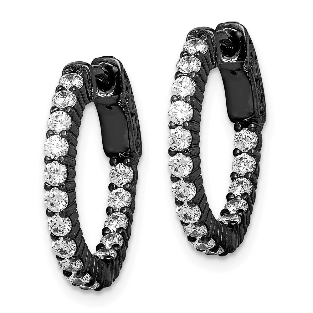 FJC Finejewelers 925 Sterling Silver Black Rhodium Plated CZ In and Out Hoop Earrings 18 x 19 mm