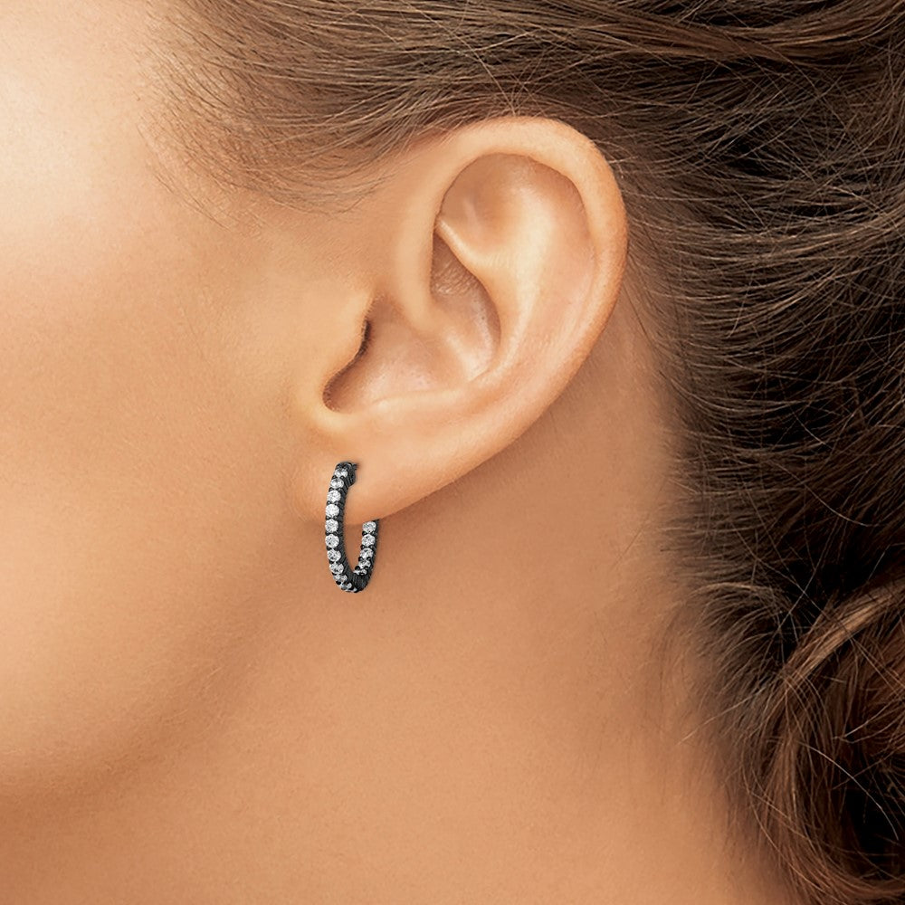 FJC Finejewelers 925 Sterling Silver Black Rhodium Plated CZ In and Out Hoop Earrings 18 x 19 mm