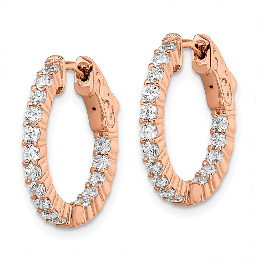 FJC Finejewelers 925 Sterling Silver Rose-tone CZ In and Out Hoop Earrings 18 x 19 mm