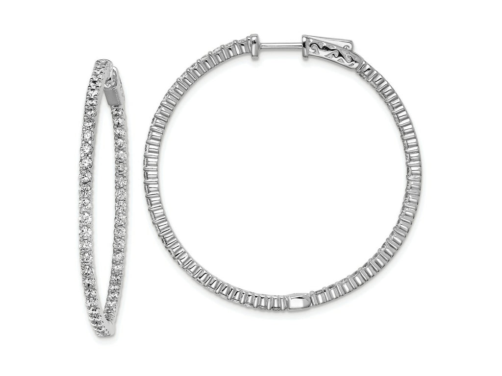 FJC Finejewelers 925 Sterling Silver Rhodium Plated CZ In and Out Round Hoop Earrings 43 x 43 mm