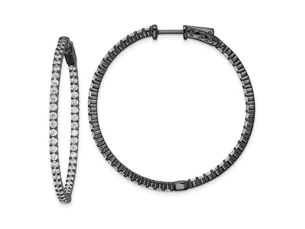 FJC Finejewelers 925 Sterling Silver Black Rhodium Plated CZ In and Out Hoop Earrings 43 x 43 mm