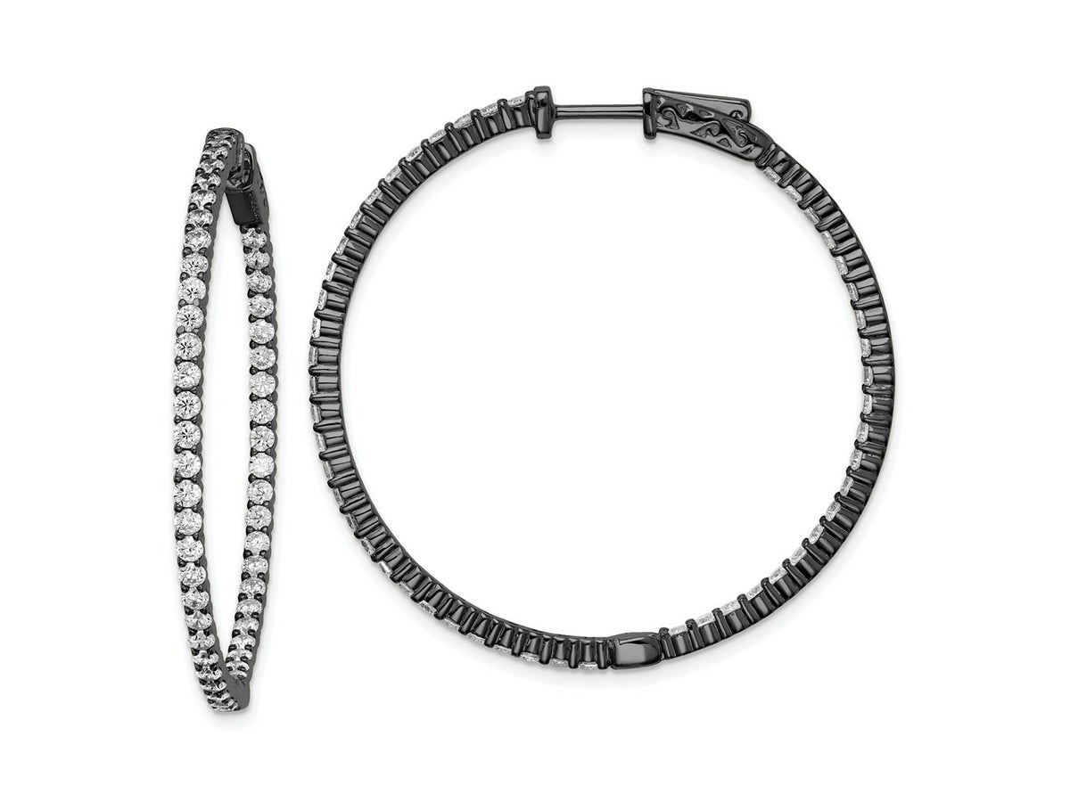 FJC Finejewelers 925 Sterling Silver Black Rhodium Plated CZ In and Out Hoop Earrings 43 x 43 mm