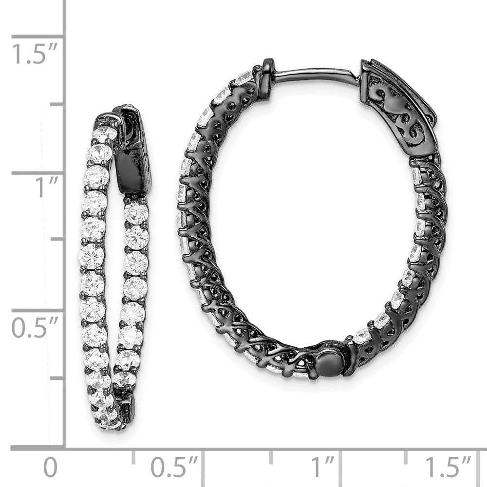 FJC Finejewelers 925 Sterling Silver Black Rhodium Plated In and Out CZ Oval Hoop Earrings 29 x 24 mm