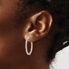 FJC Finejewelers 925 Sterling Silver Rose-tone CZ In and Out Oval Hoop Earrings 29 x 24 mm