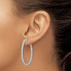 FJC Finejewelers 925 Sterling Silver Rhodium Plated CZ In and Out Oval Hoop Earrings 37 x 31 mm
