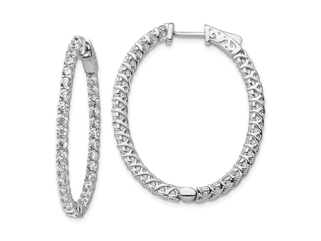 FJC Finejewelers 925 Sterling Silver Rhodium Plated CZ In and Out Oval Hoop Earrings 37 x 31 mm